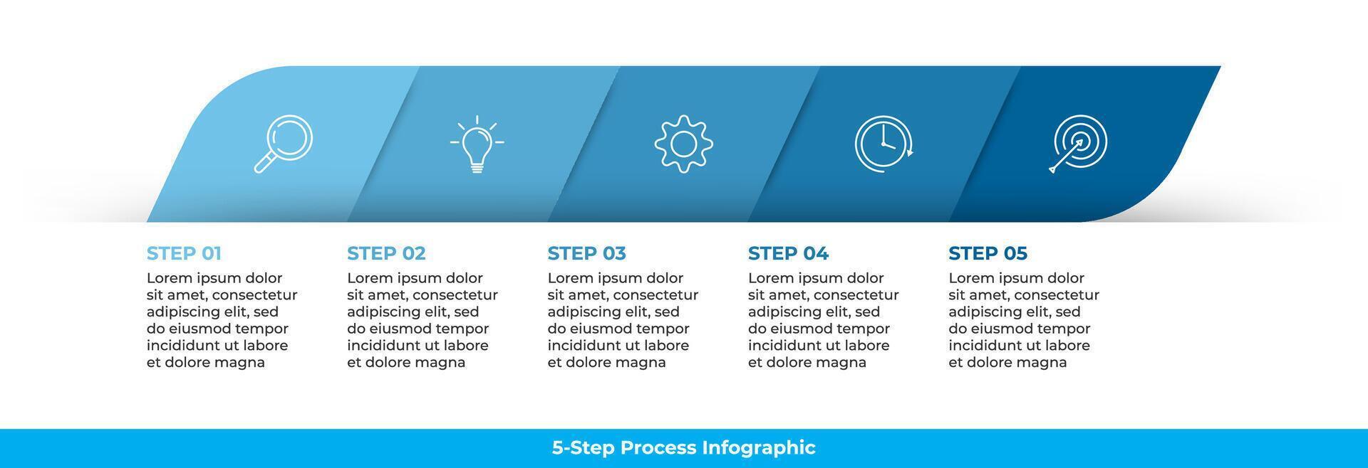 Business process infographic with five steps and icons vector