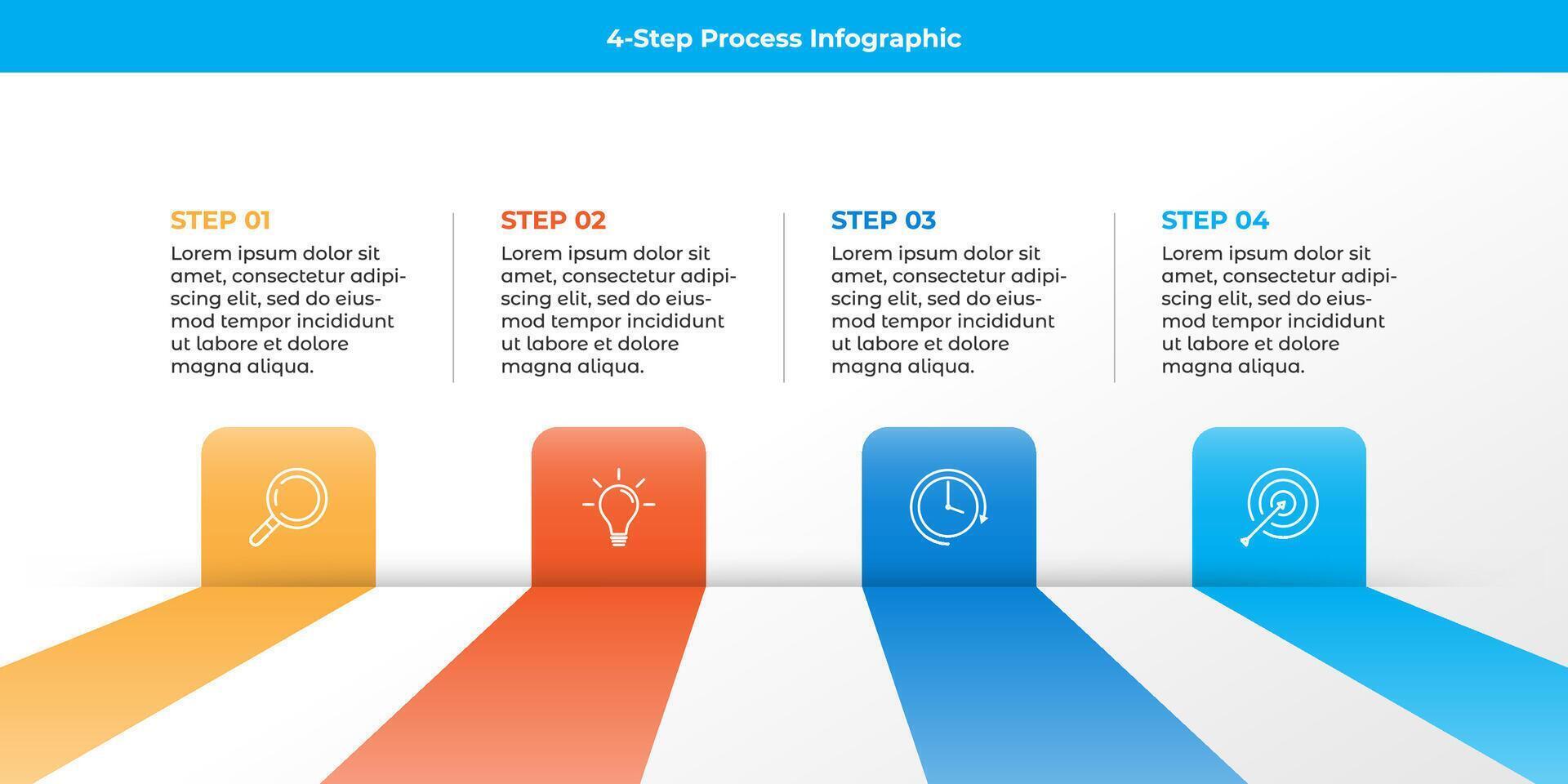 Business process infographic with four steps and icons. suitable for presentations and business strategies vector