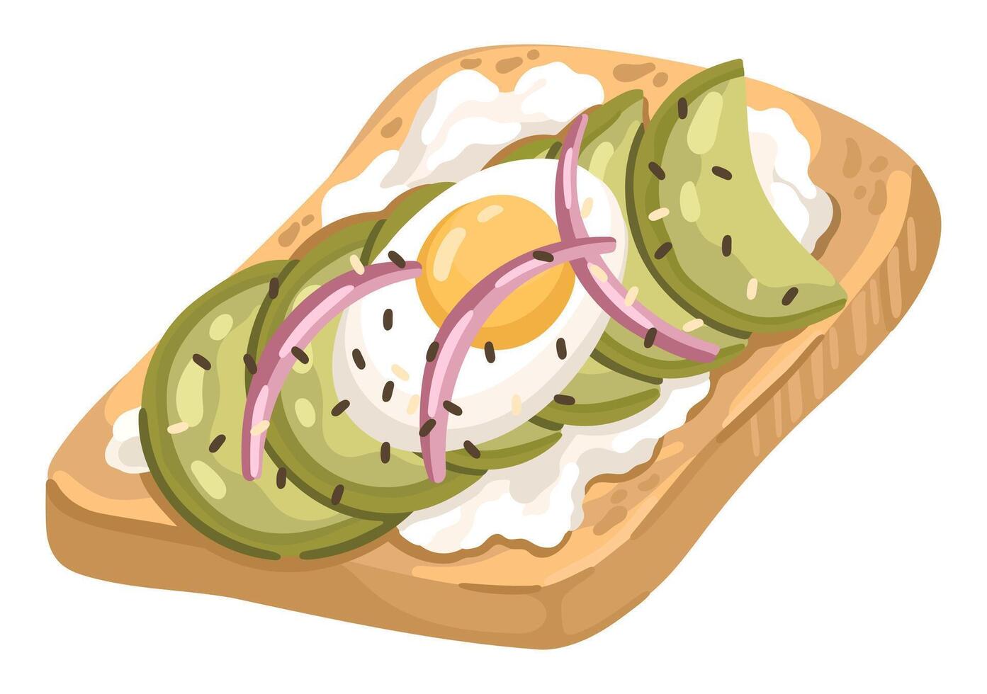 Breakfast Toast with Avocado and Egg. Healthy Brunch Idea. . vector