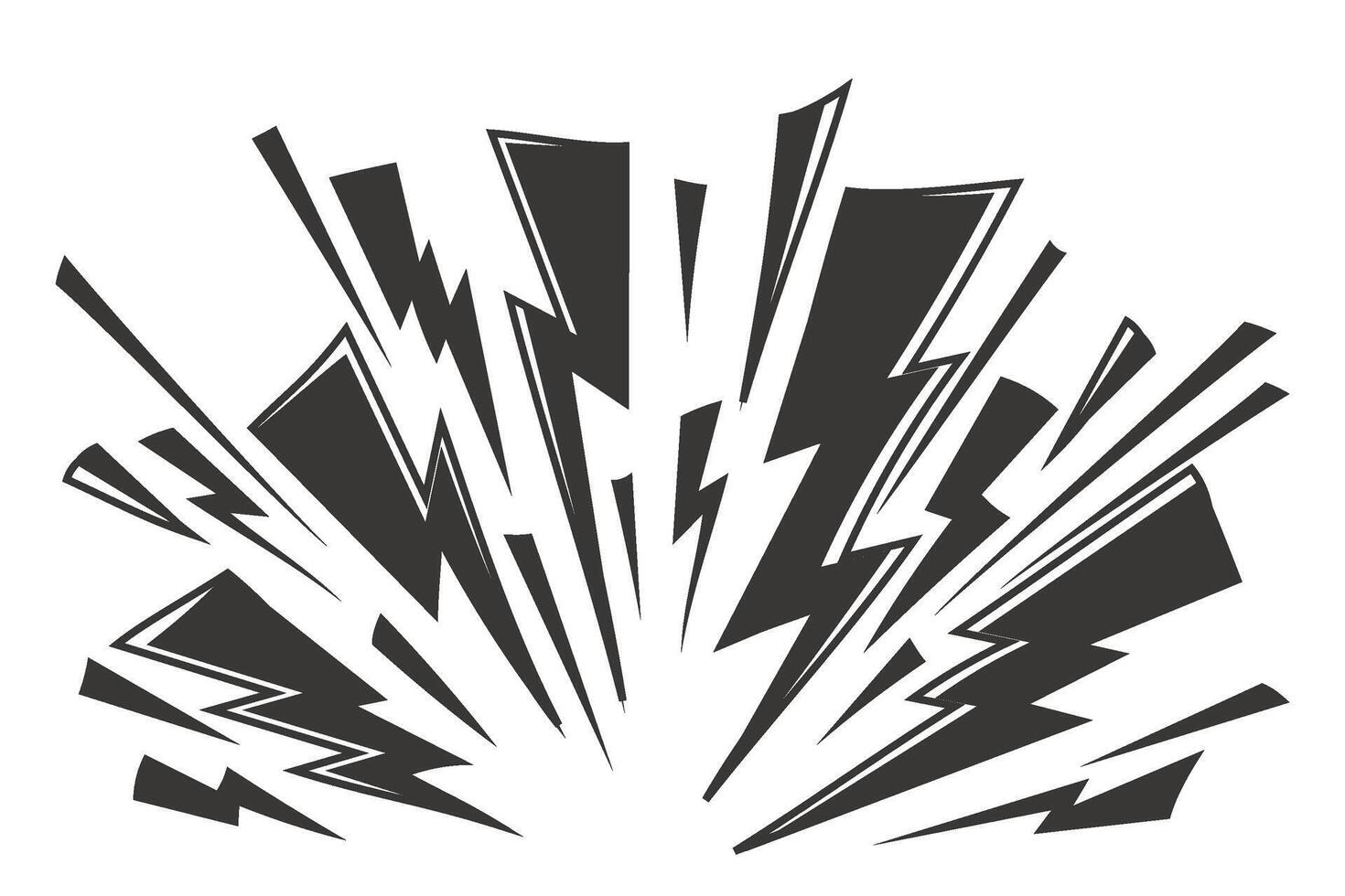 Comic thunder effect on white background. Cartoon lightning and flash power lines. Anime graphic of burst. Abstract electric energy and explosion. vector