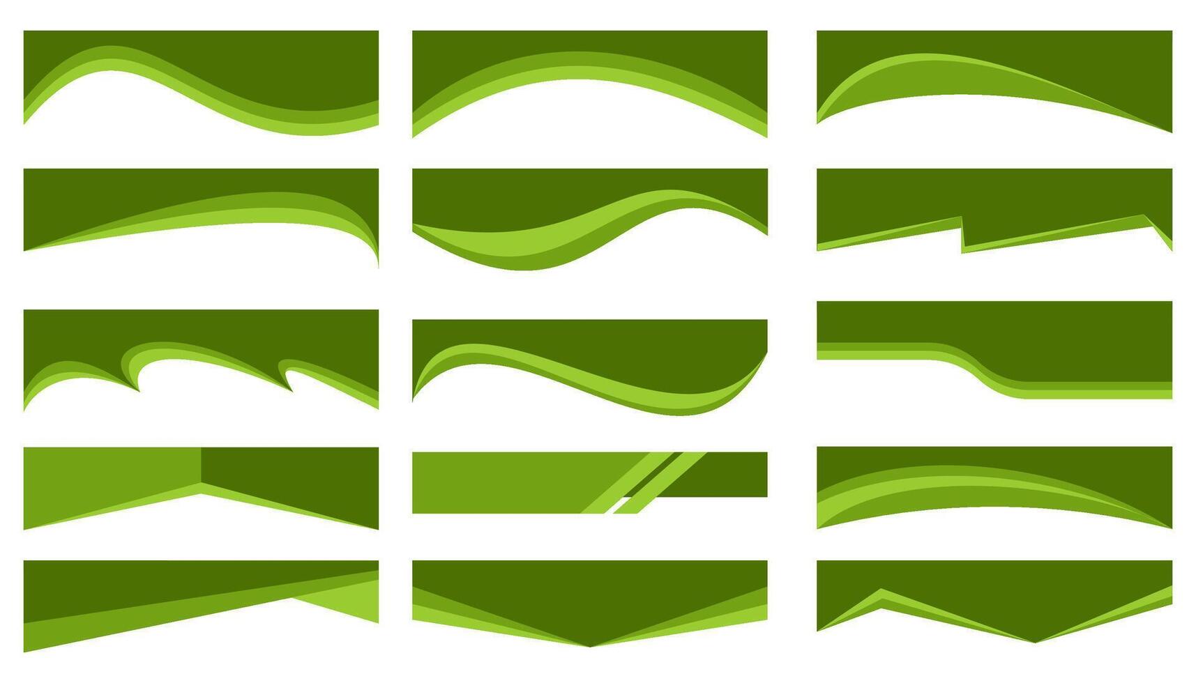 Header shape background for website design. Green border for banner. Abstract divider for bottom or frame of template and web page. Presentation wavy and curve separator. vector