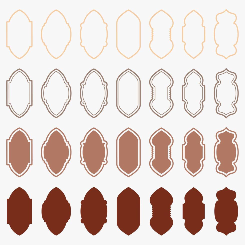 Ramadan shapes of windows and doors design. Islamic arches with Turkish ornament. Muslim oriental templates for banner and decor vector