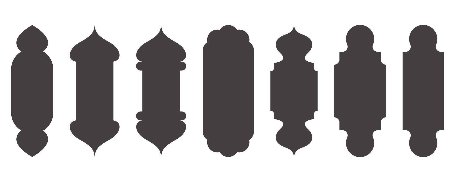 Islamic shapes Ramadan window frame design. Turkish ornament. Arabic door arch. Oriental architecture elements. vector