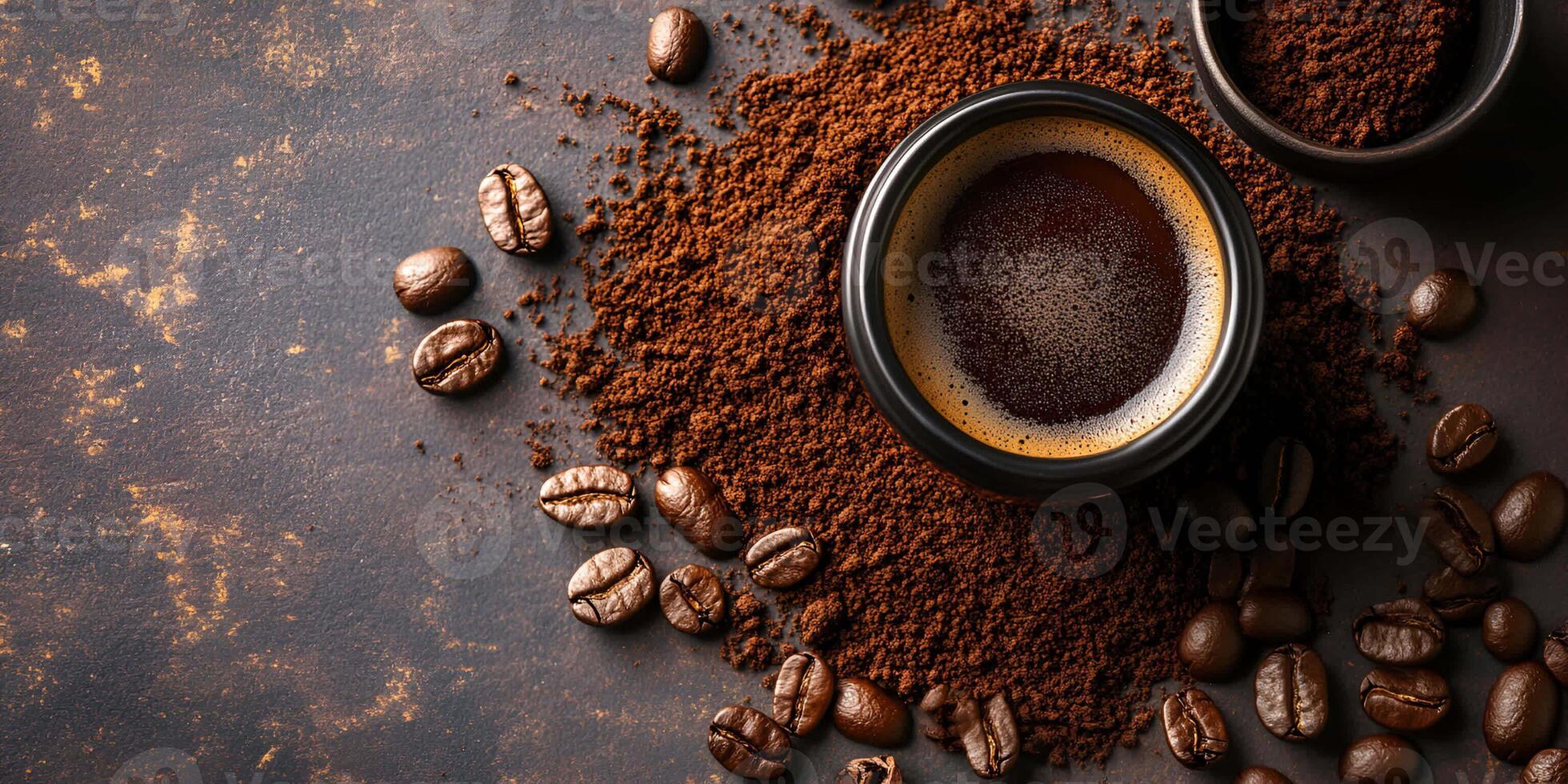 Coarse Spilled Coffee Grounds Texture Top View photo