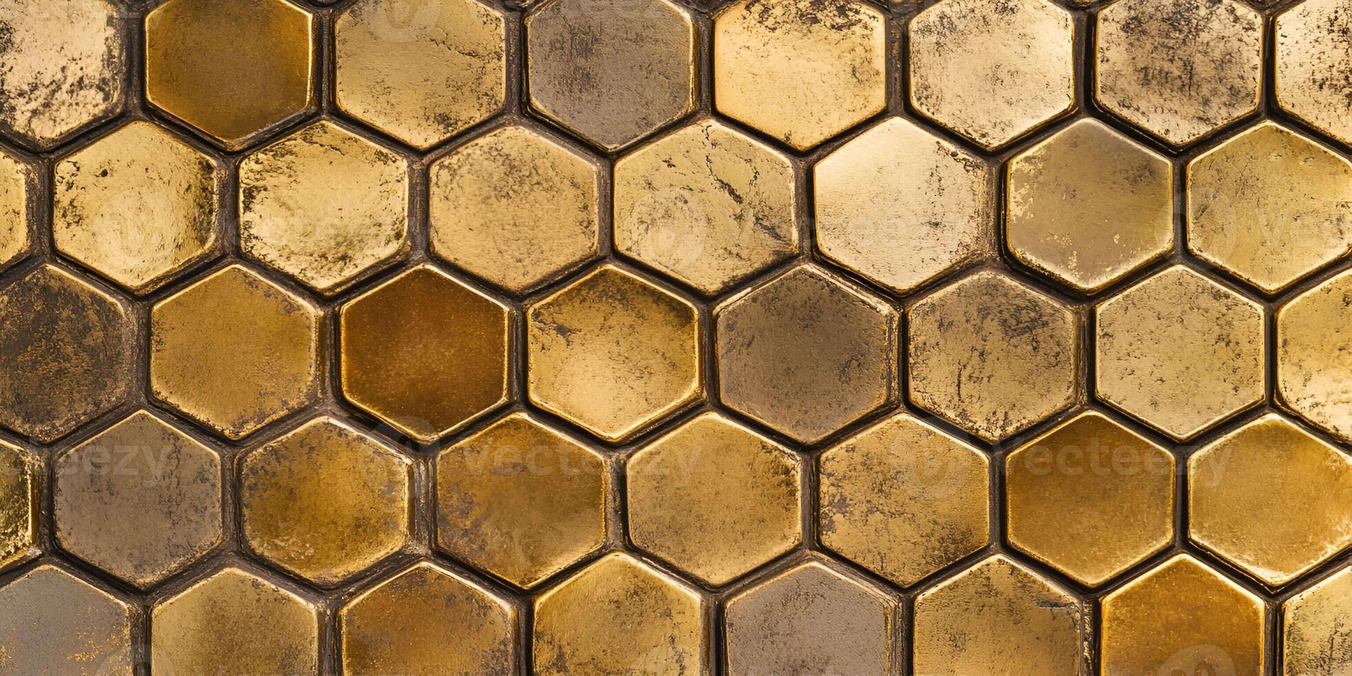 Golden Honeycomb Texture Close Up photo