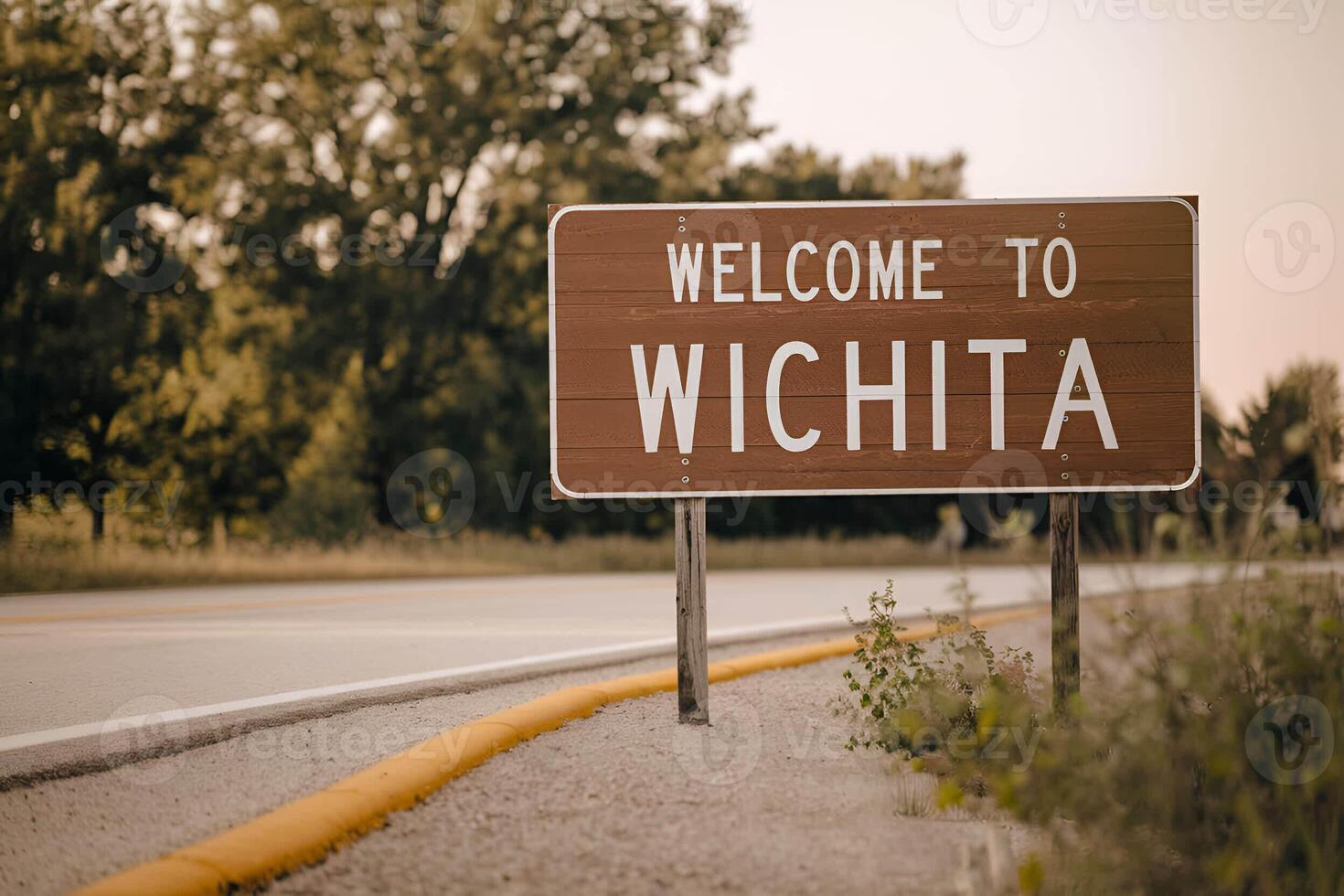 Vintage Wichita Kansas Outdoor Entry Wooden Marker photo