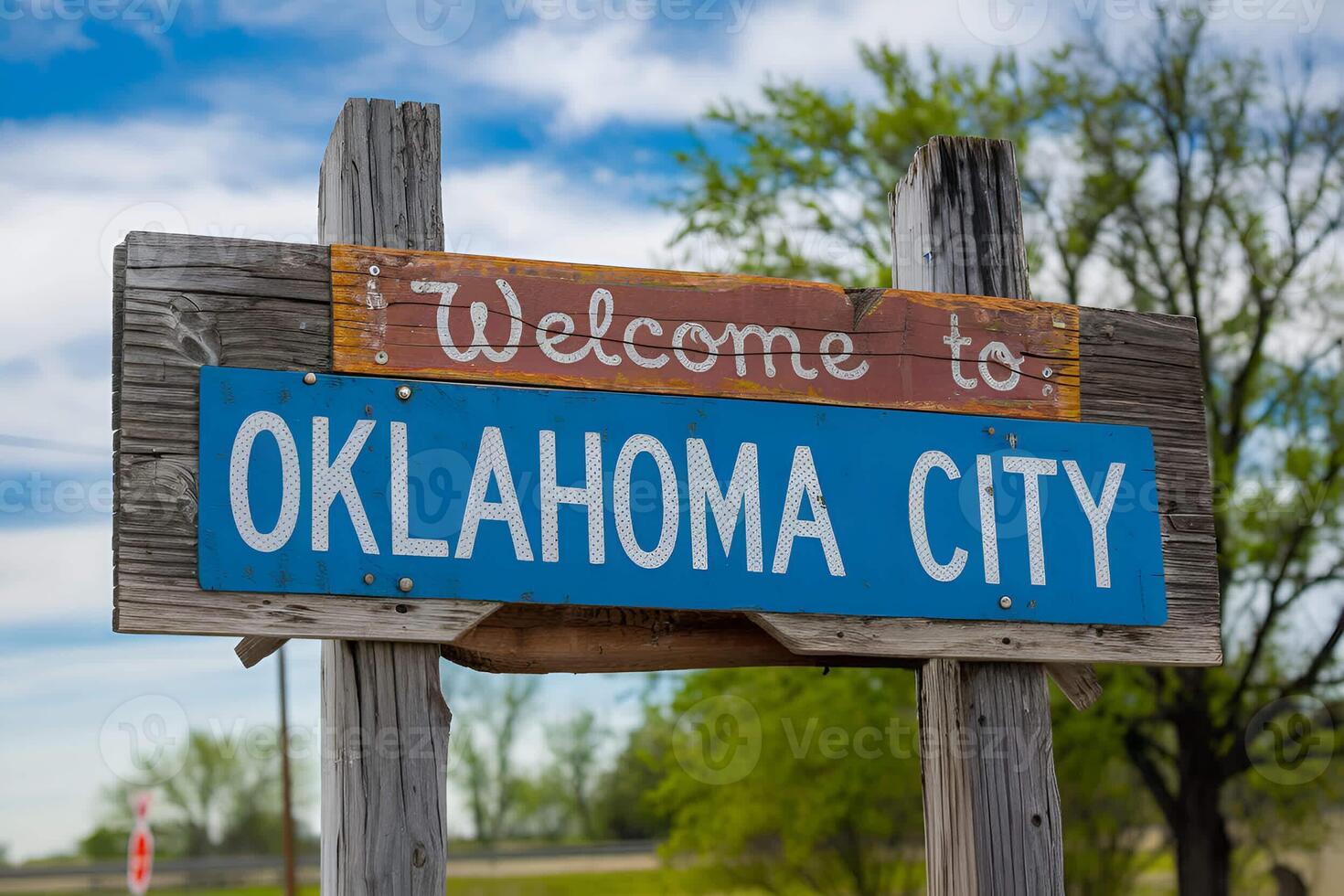 Rustic Oklahoma City Outdoor Entrance Wooden Sign photo