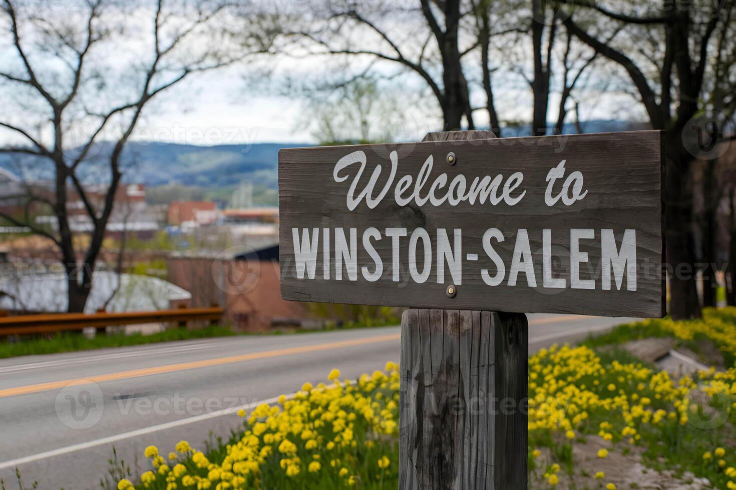 Heritage Winston Salem North Carolina Outdoor Entry Wooden Sign photo