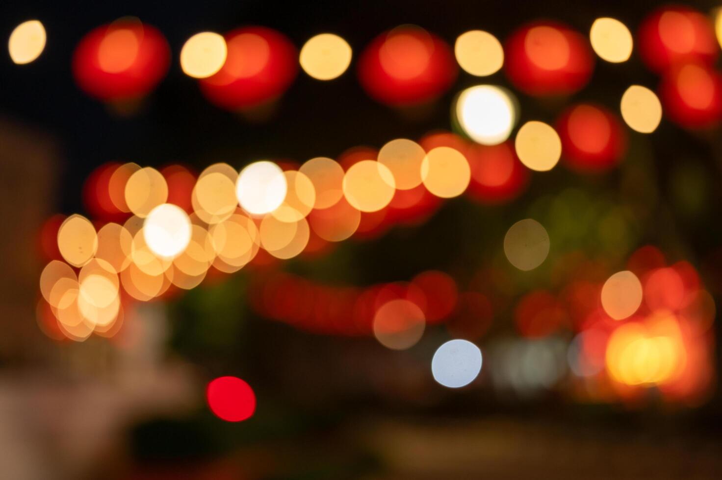 Bokeh background of Lanterns Chinese New Year in the night. photo
