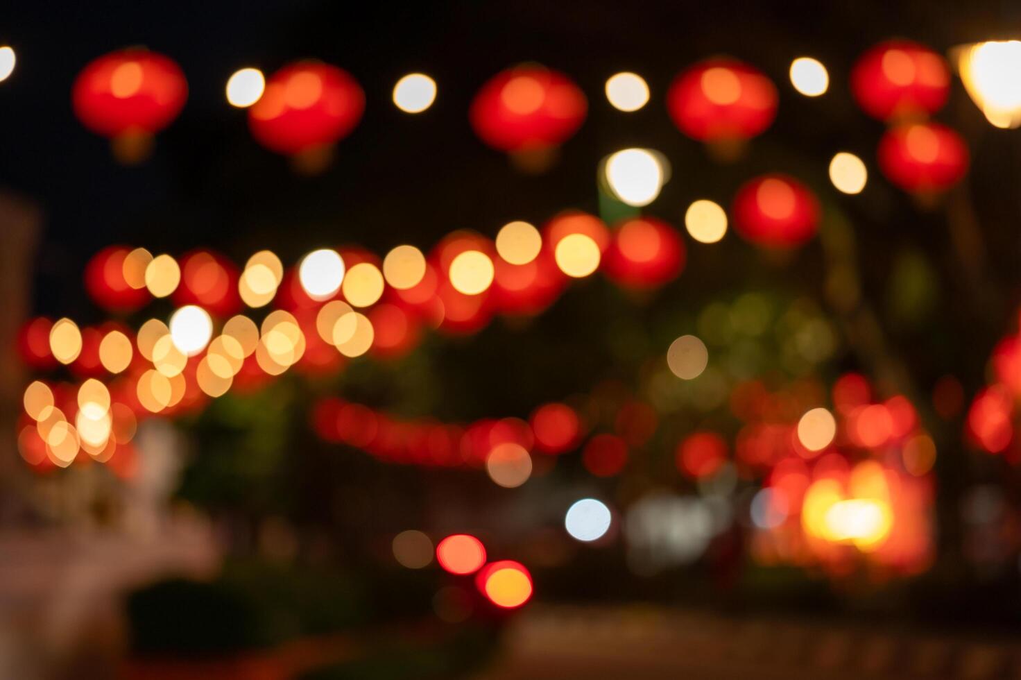 Lanterns Bokeh background of Chinese New Year in the nightBokeh background photo