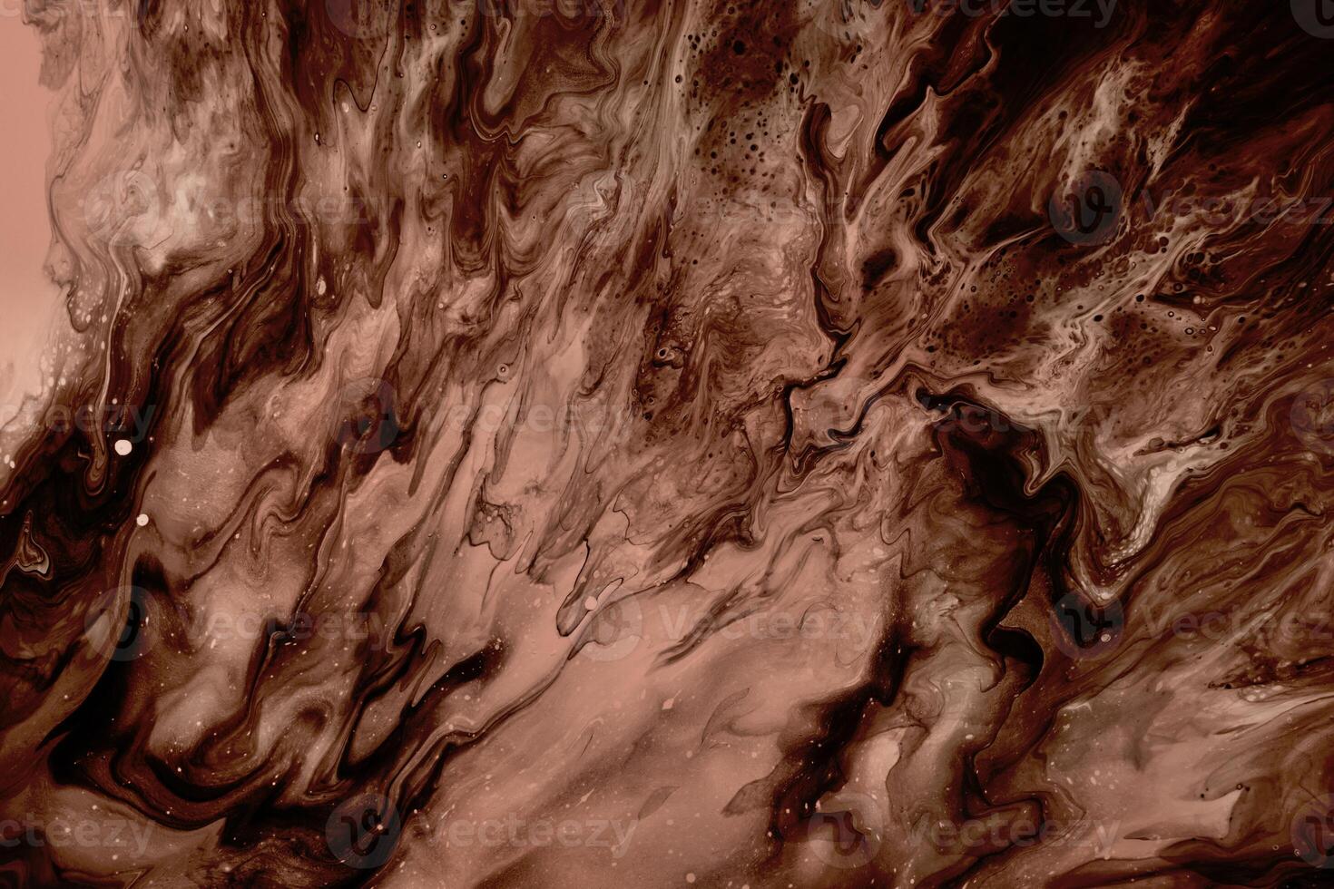 Fluid Art. Liquid mocha mousse abstract drips and wave photo