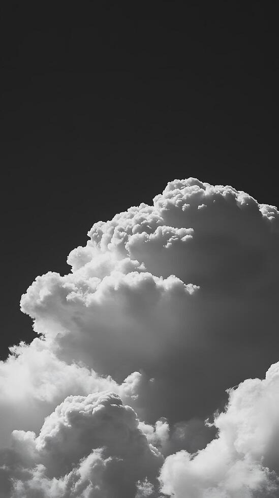 Dramatic Black And White Cloudscape Voluminous Cumulus Clouds Against Dark Sky photo