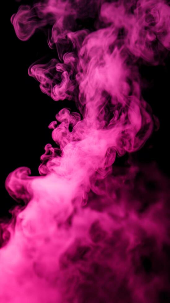 Abstract Hot Pink Smoke Swirling Against Black Background photo
