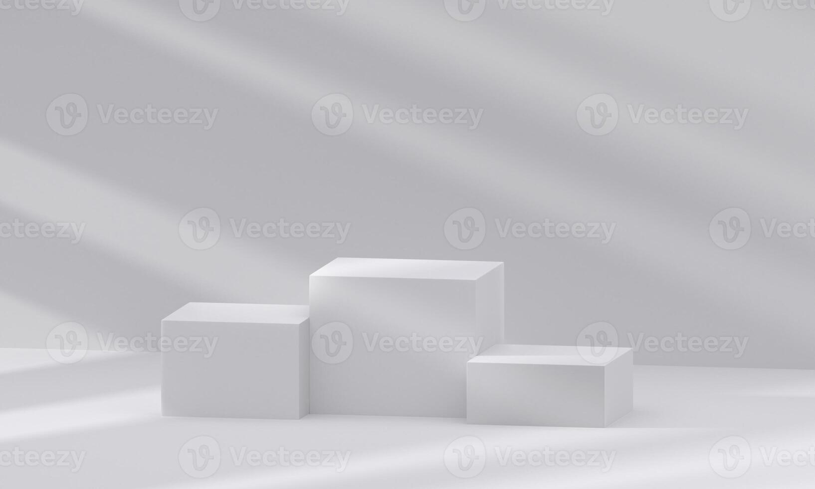 3D white podium with light and shadow. Abstract geometric composition in minimalist design. 3D studio display showroom product pedestal14 photo