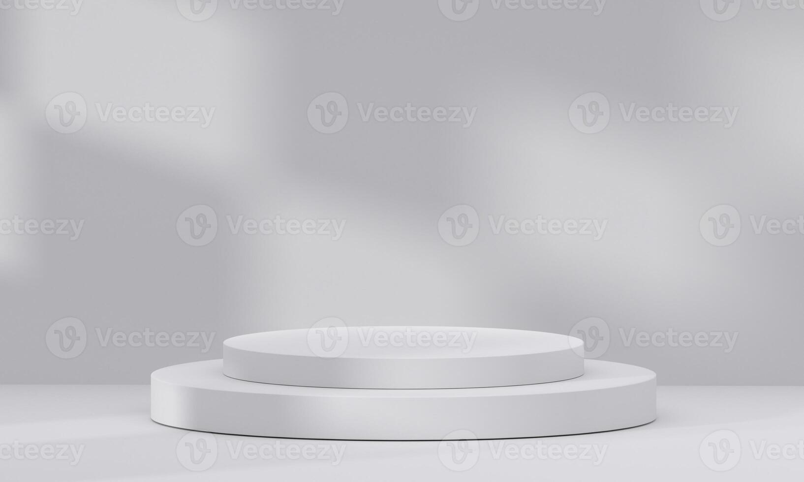 3D white podium with light and shadow. Abstract geometric composition in minimalist design. 3D studio display showroom product pedestal photo