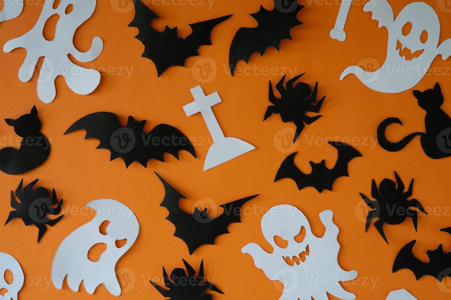 Halloween background with graveyard and ghost pattern photo