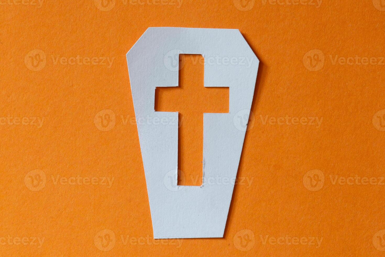 Halloween background with coffin paper cut out photo