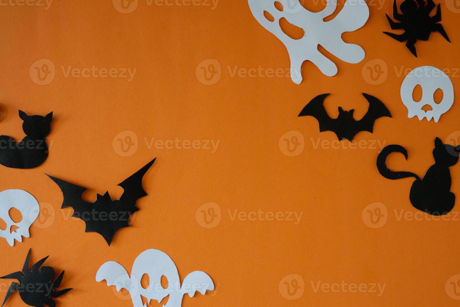 Bat and ghost decoration for copy space banner photo