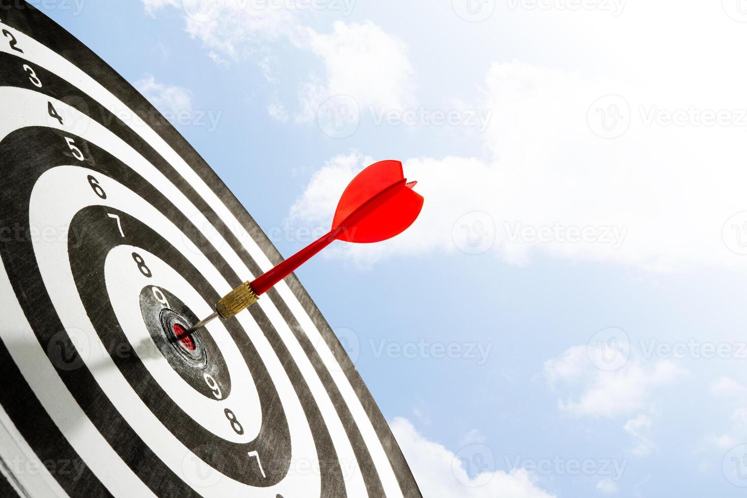 blue sky with arrow on target background photo