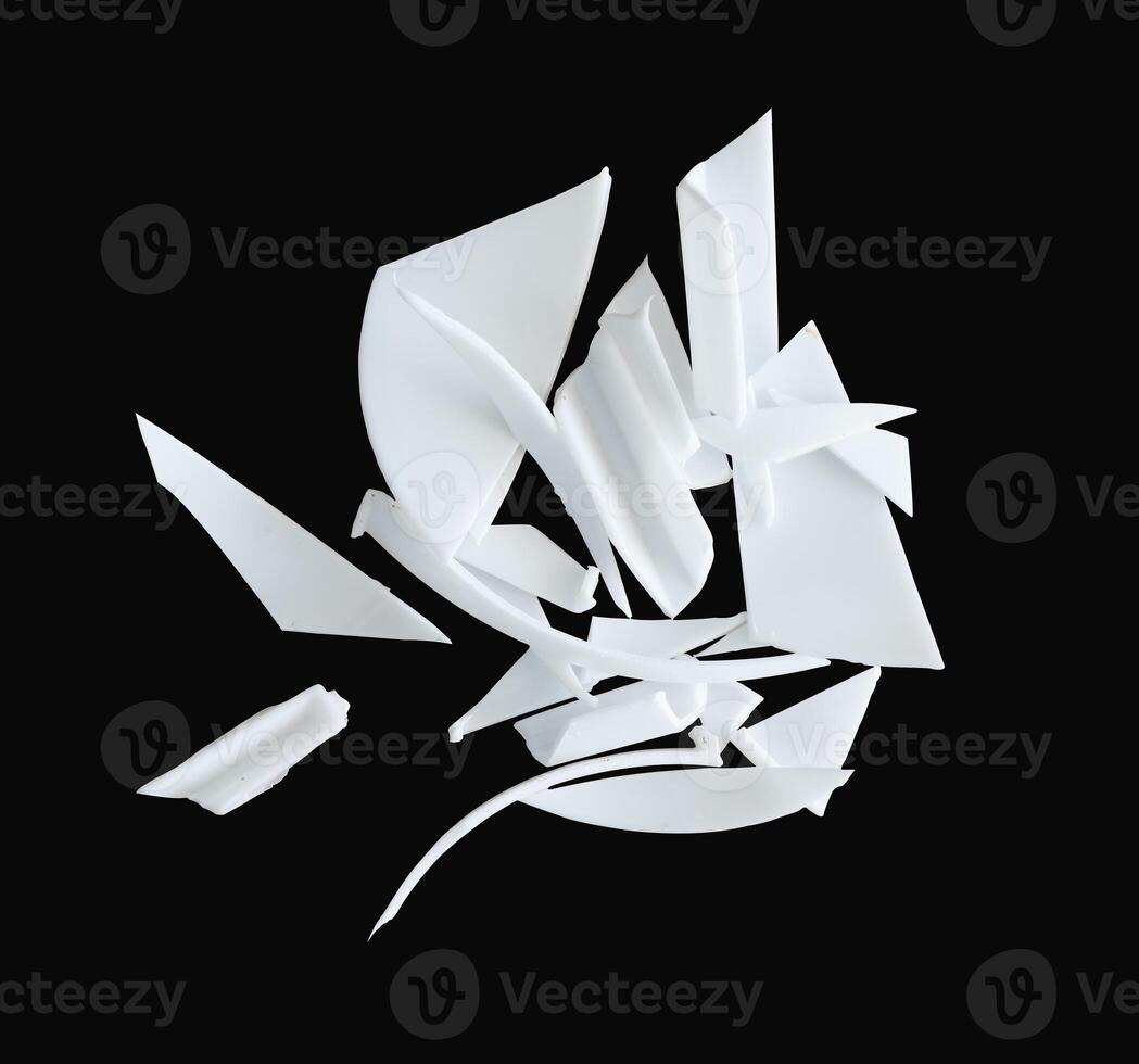 stack of plastic waste fragments isolated photo
