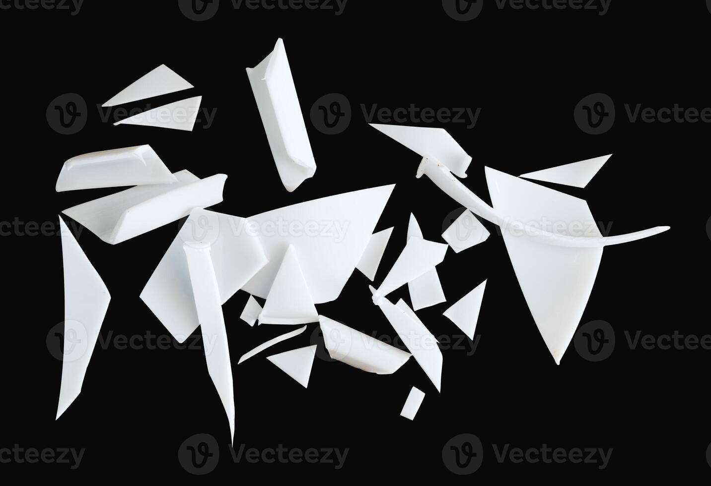 abstract plastic waste fragments isolated photo