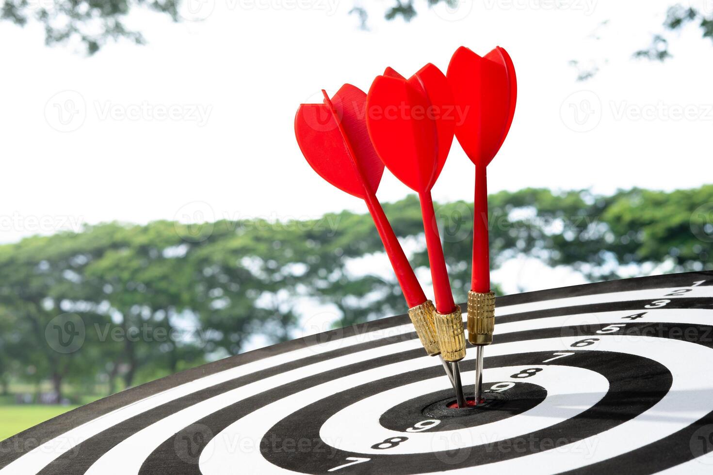 three dart arrow on target background photo