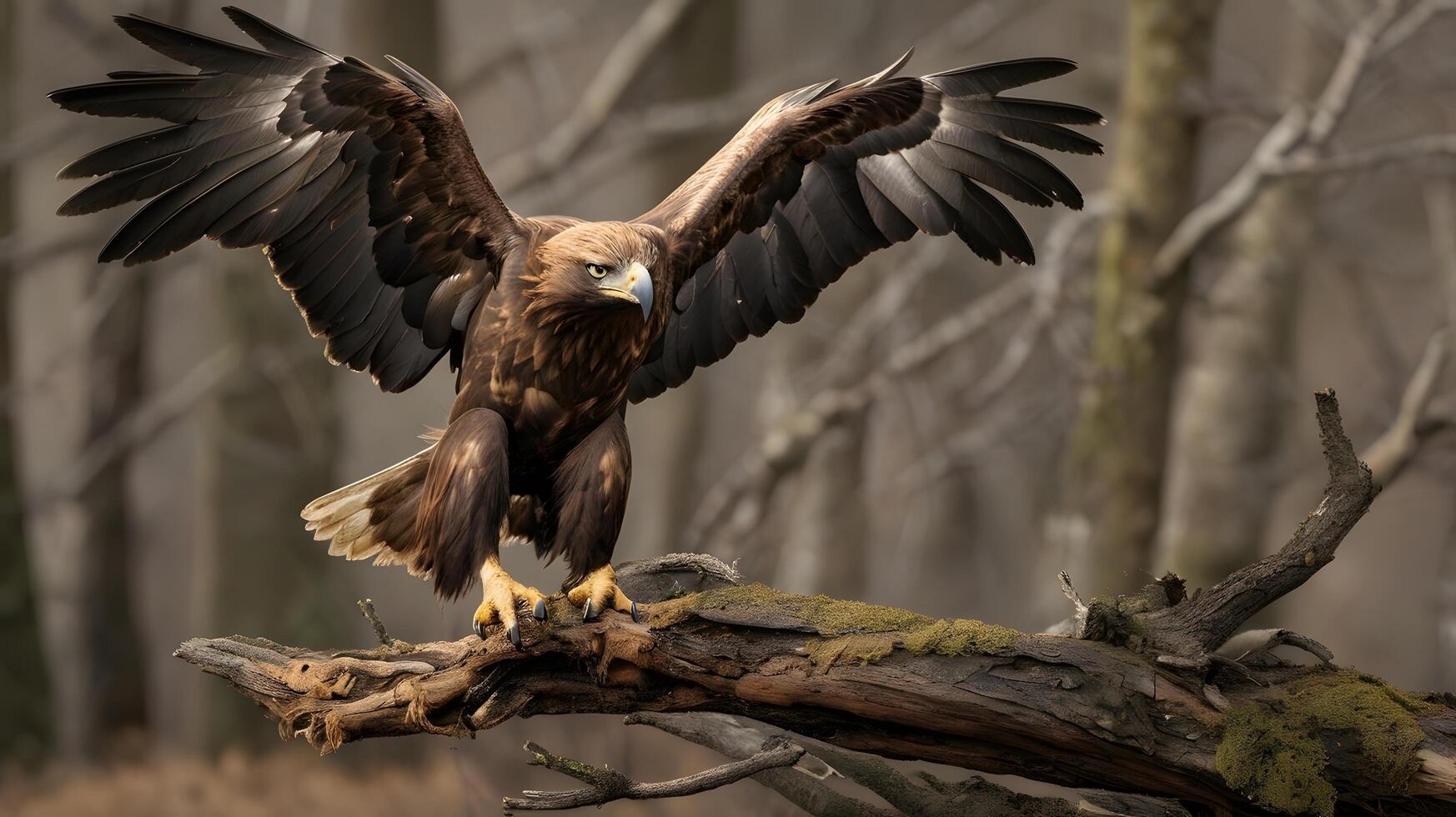 Golden Eagle Perched in Forest photo