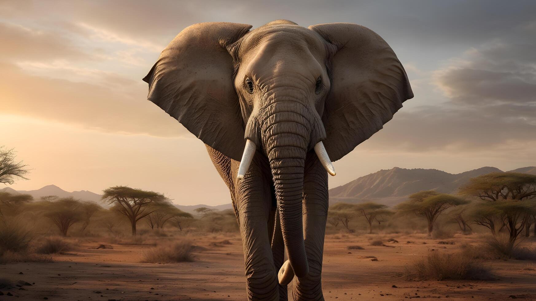 Majestic Elephant in African Savanna photo