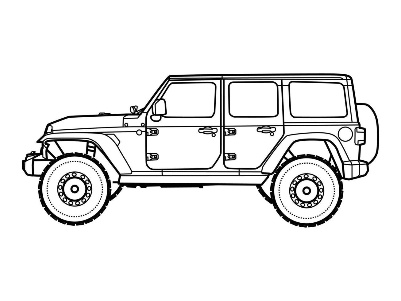 Jeep car line art illustration for metal wall cnc leaser cutting vector