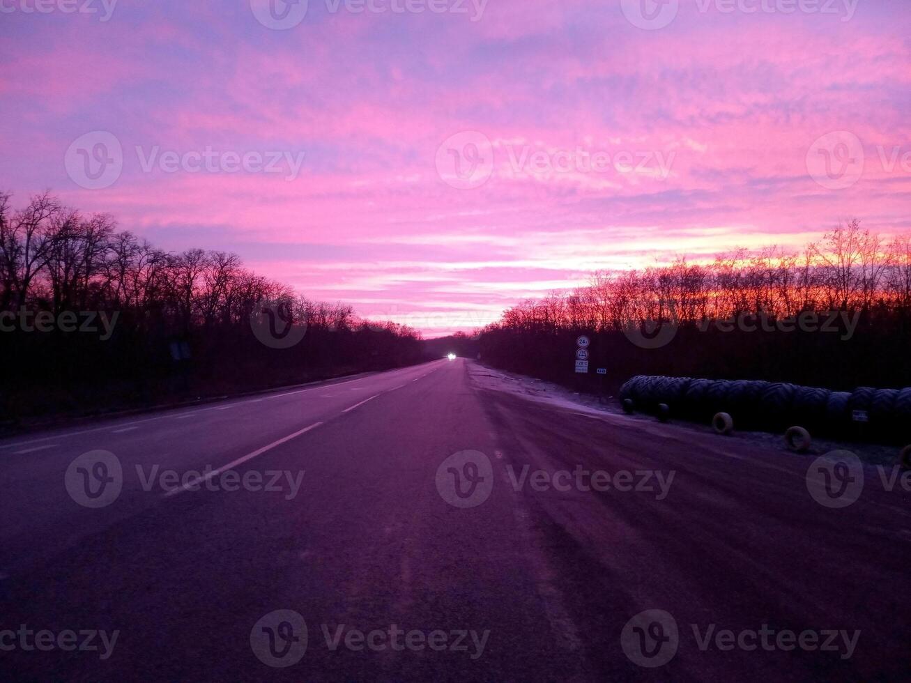 red clouds and road photo