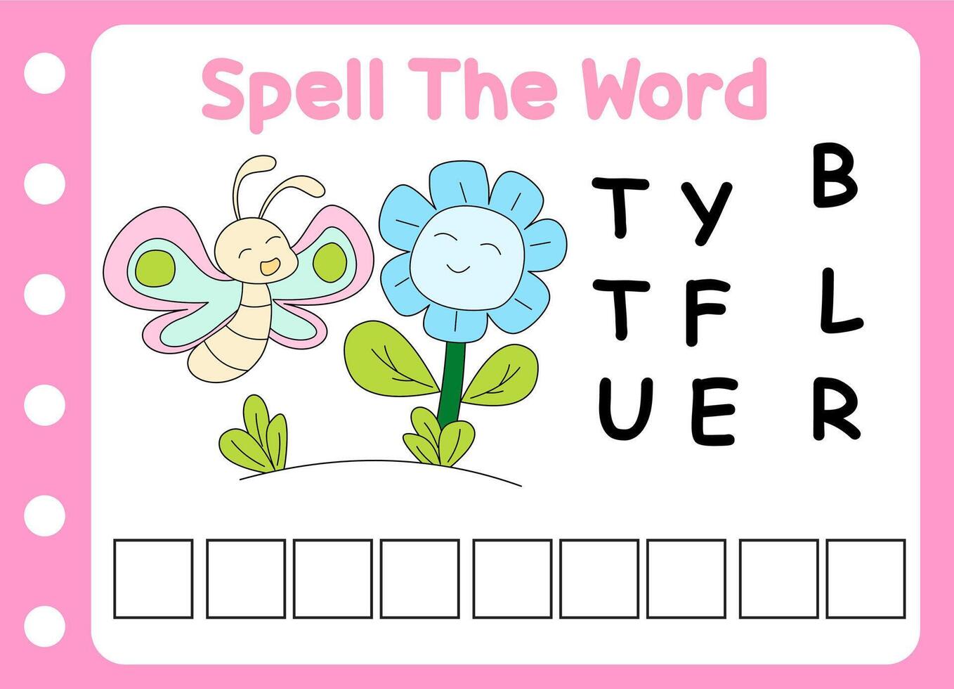 spell the word of butterfly . cute little butterfly vector