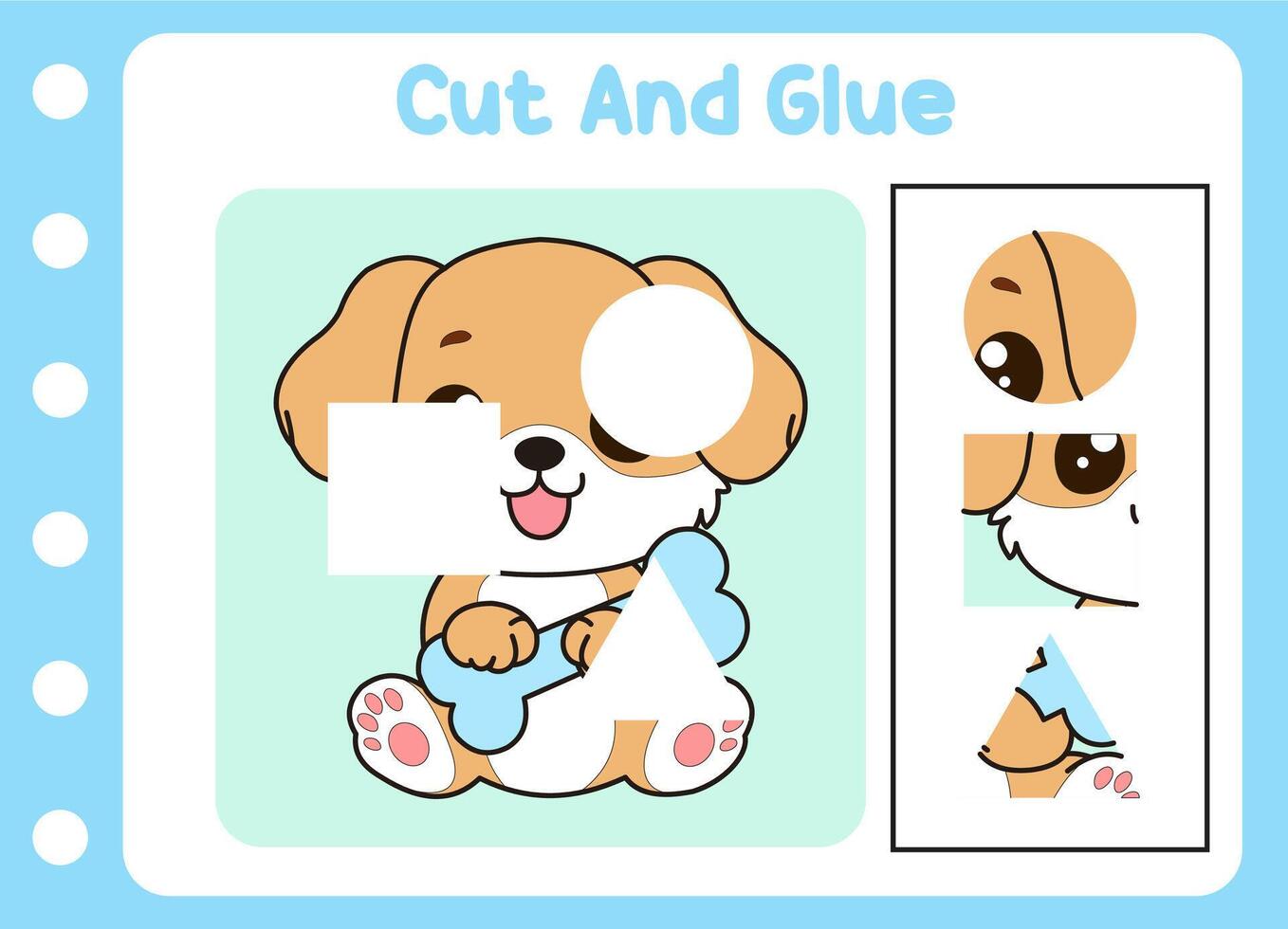 cut and glue for kids. cute dog. puzzle game . vector