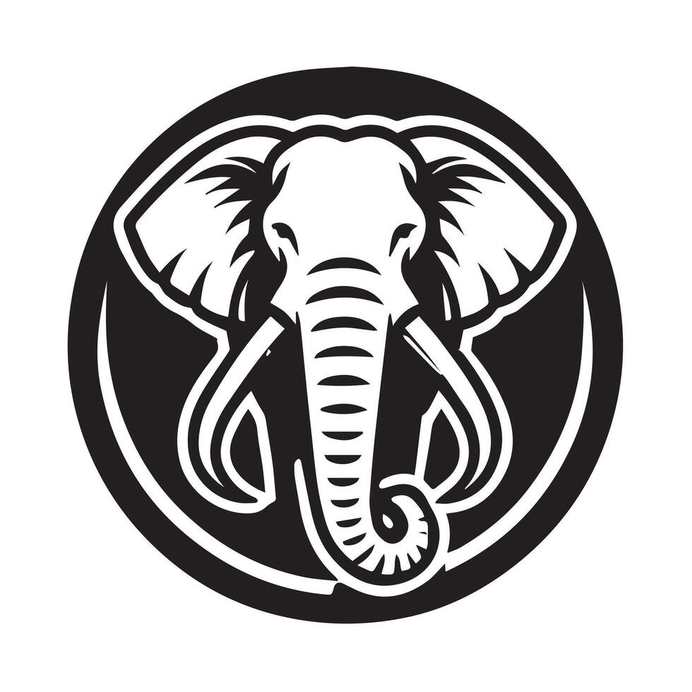 Cute Elephant Head Icon in Solid Black vector