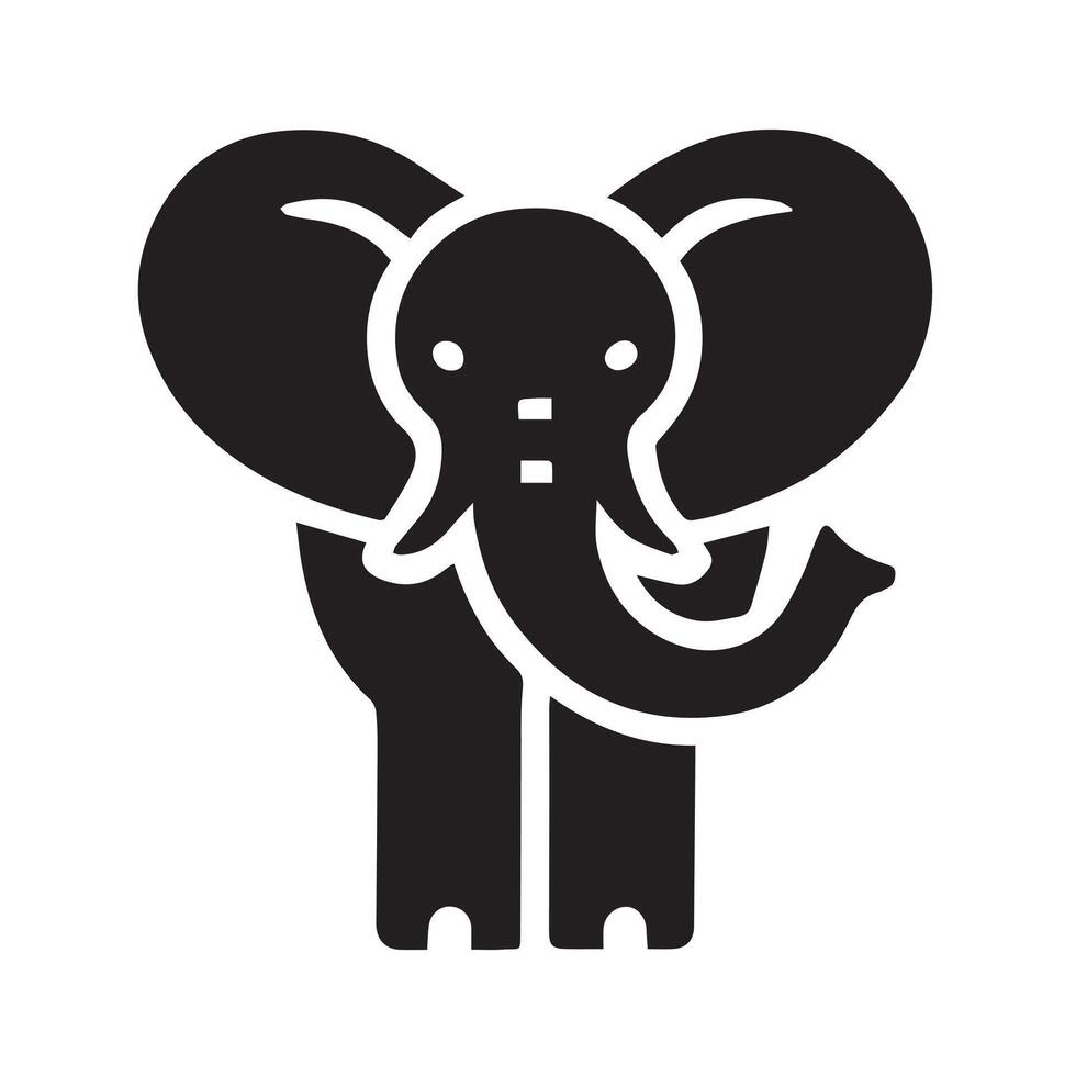 A bold, simple silhouette of an elephant, centered within a circular frame. vector