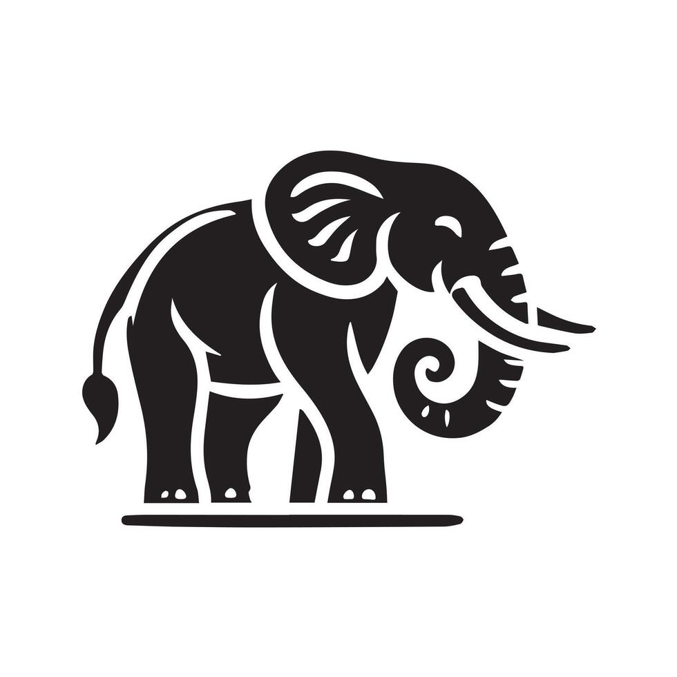Simple Black and White Elephant Head Logo vector