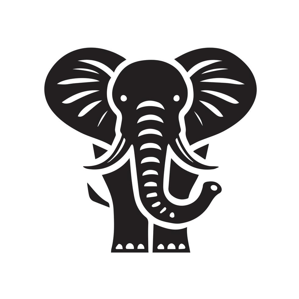 Powerful Black and White Elephant Silhouette Logo vector