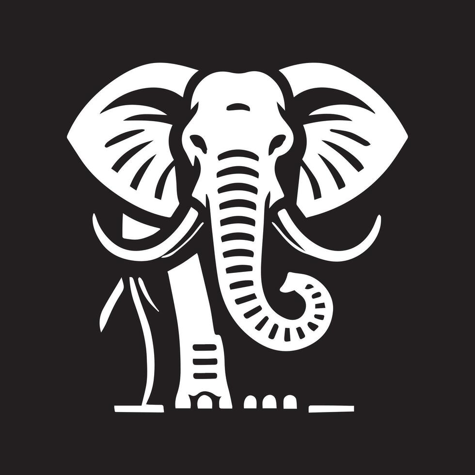 Black and White Silhouetted Elephant Design vector