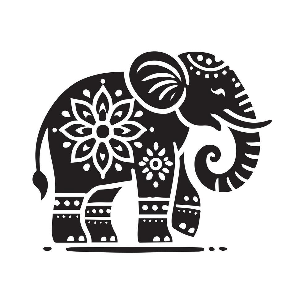Mystical Elephant Design in Line Art Style vector