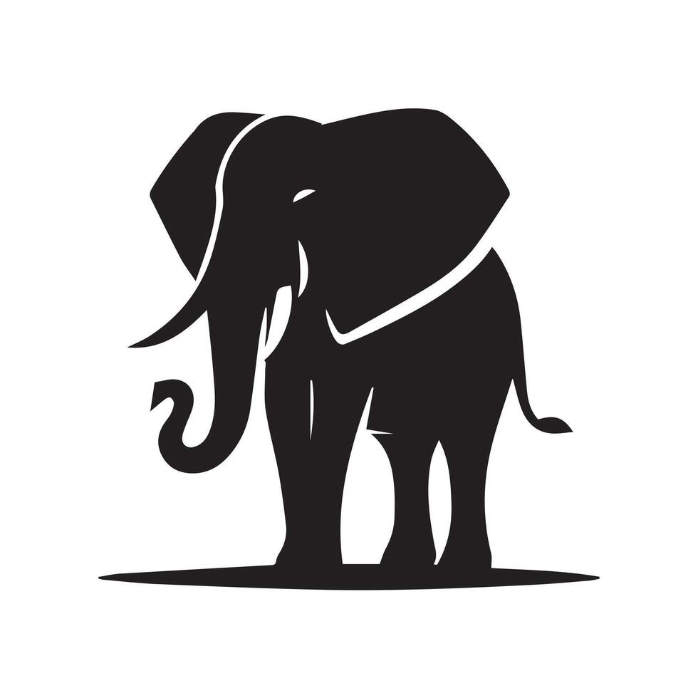 A bold, stylized silhouette of an elephant, perfect for use in wildlife-themed prints, logos, or educational materials. vector