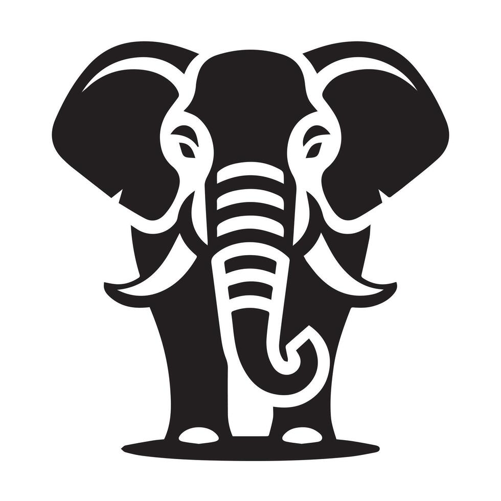 Black and White Elephant Silhouette vector