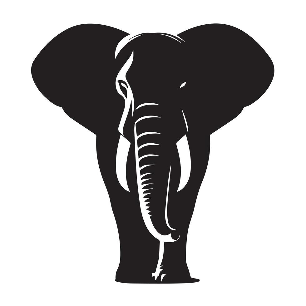 A stylized, black silhouette of an elephant, perfect for logos, branding, or graphic design projects. vector
