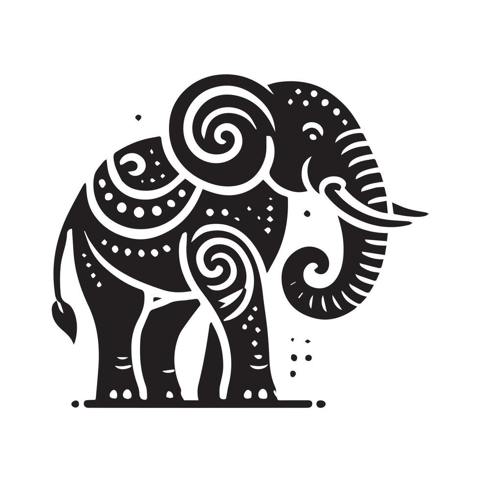 Elephant Design with Henna-Inspired Mandala Detail vector