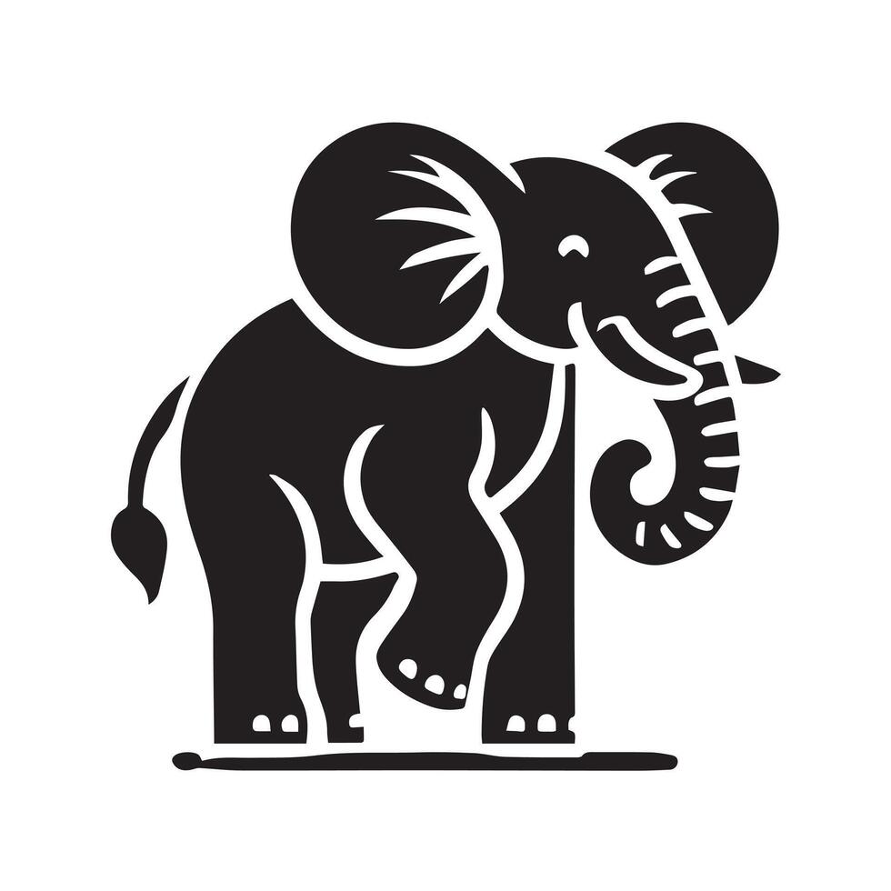 stylized silhouette of an elephant, perfect for use in wildlife-themed prints, logos, or educational materials. vector