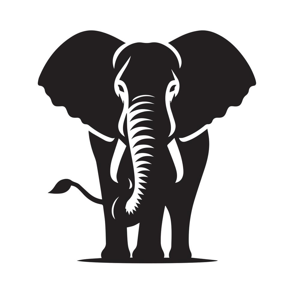 Simple black silhouette of an elephant. vector