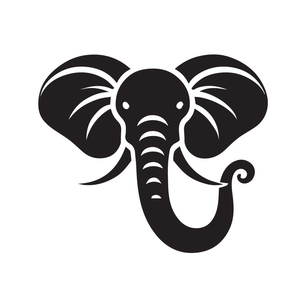 A bold, stylized silhouette of an elephant's head. vector