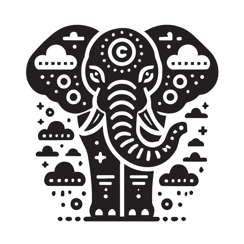 new Ornate Black and White Elephant Design vector