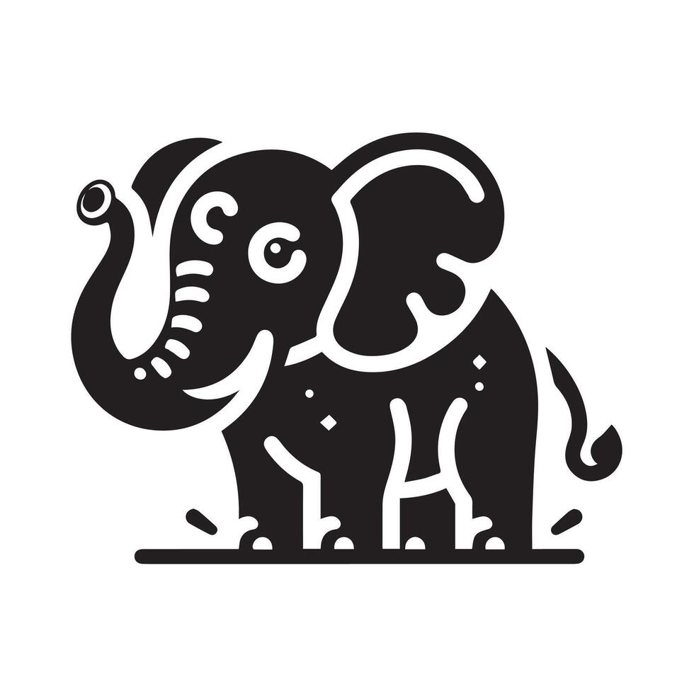 black silhouette of a elephant, perfect for logos, branding, or wildlife-themed designs. vector