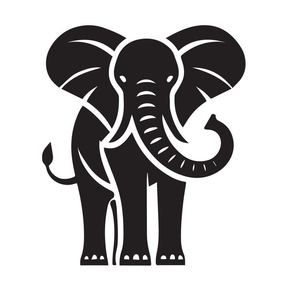 stylized illustration of an elephant in black and white. vector