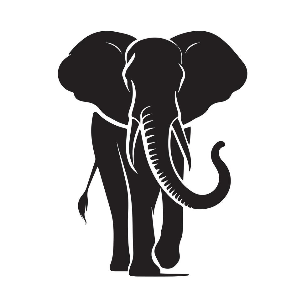 graphic silhouette of an elephant is perfect for representing strength, nature, or wildlife. vector