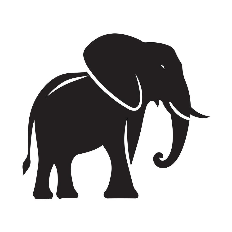 Powerful Silhouette of Elephant icon vector